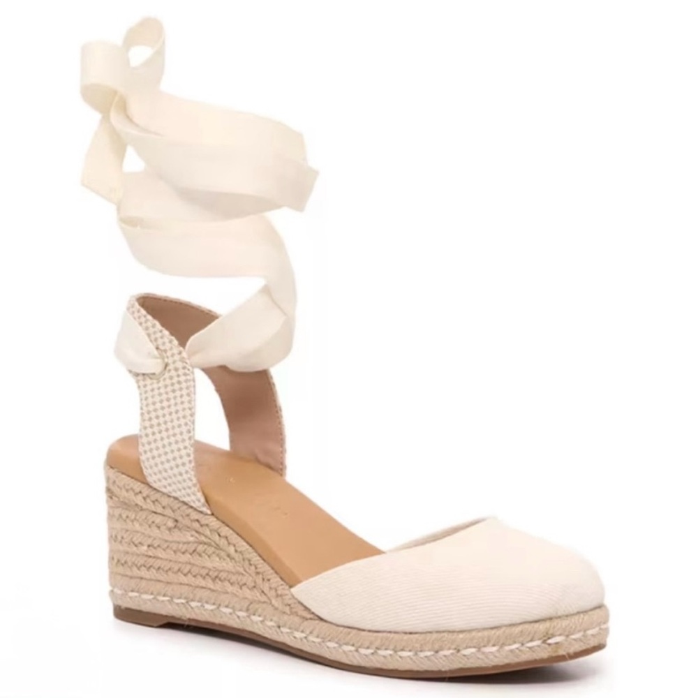 Kelly & Katie Cream Lace Up Wedge